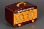 Stunning AMC 126 ’3-Ring’ Catalin Radio in Maroon + Yellow